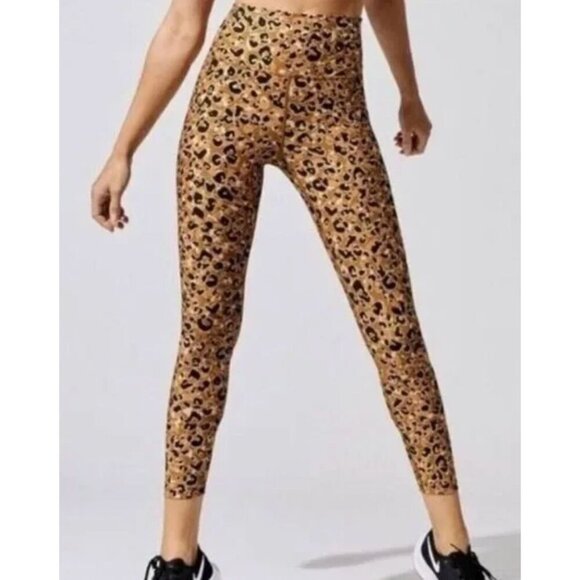 Carbon38 Printed High Rise Layered Gold Leopard 7/8 Leggings-sz Small - Picture 1 of 7